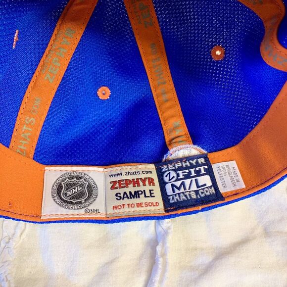NY Islanders Authentic Zephyr Blue & Orange Hat M/L Fit Licensed NHL "Sample" - Picture 4 of 6